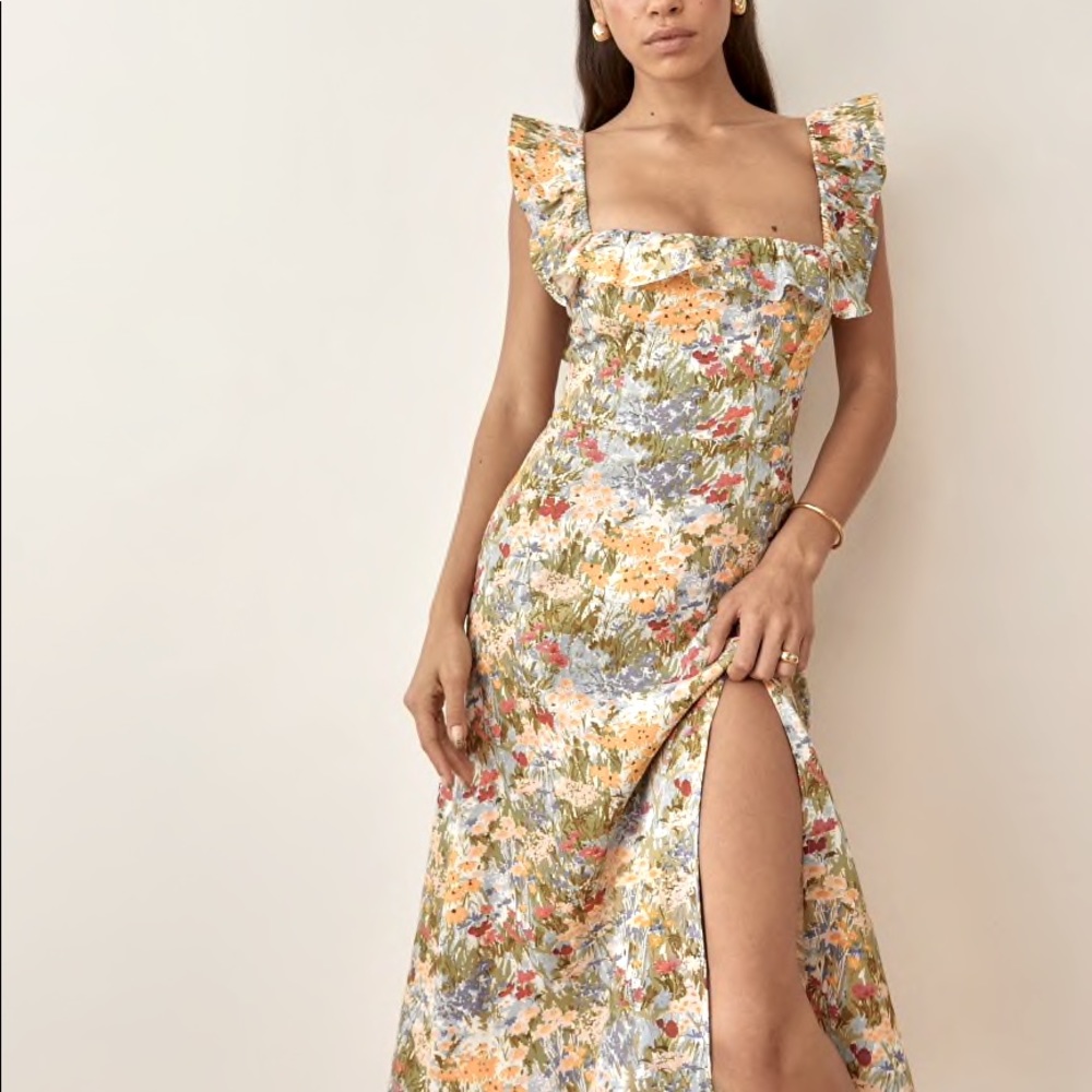 Reformation Amethyst Linen Dress Countryside